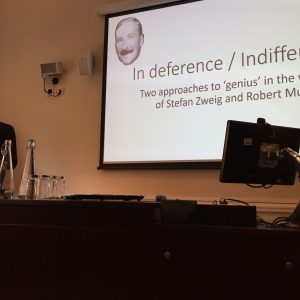 Speaking at the 59th National Postgraduate Colloquium in German Studies at the IMLR, London, April 2016.